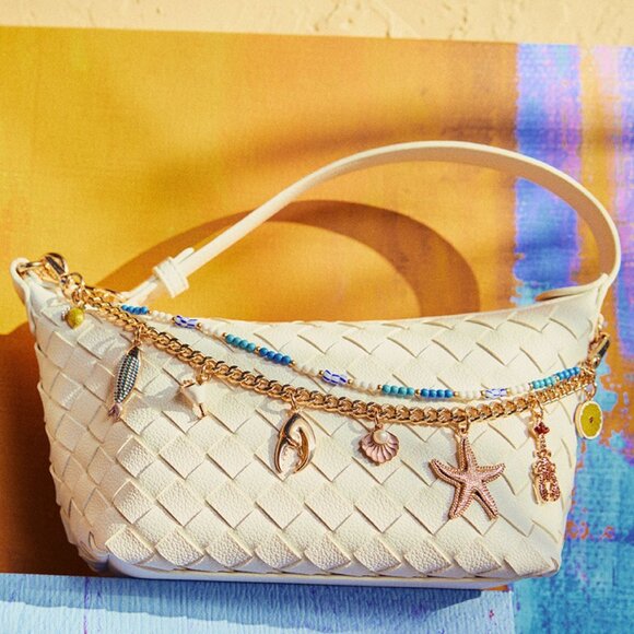Seashell Charm Chain Link Shoulder Bag Purse - Picture 1 of 4